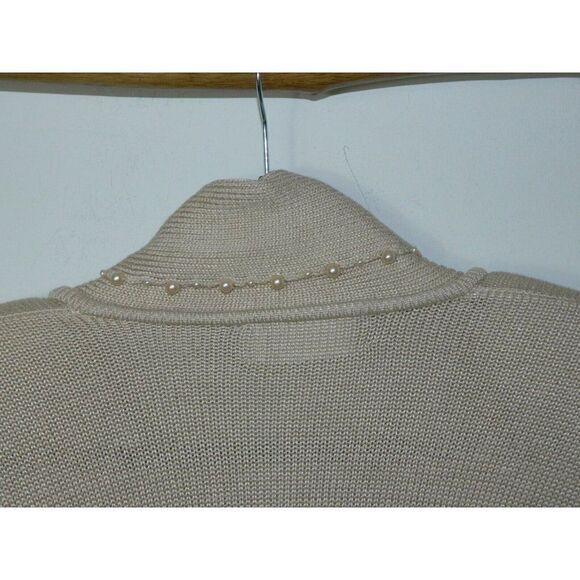Marisa‎ Christina Collection Sweater Tunic Beige Oatmeal Pearl Trim Size Large - Picture 6 of 11